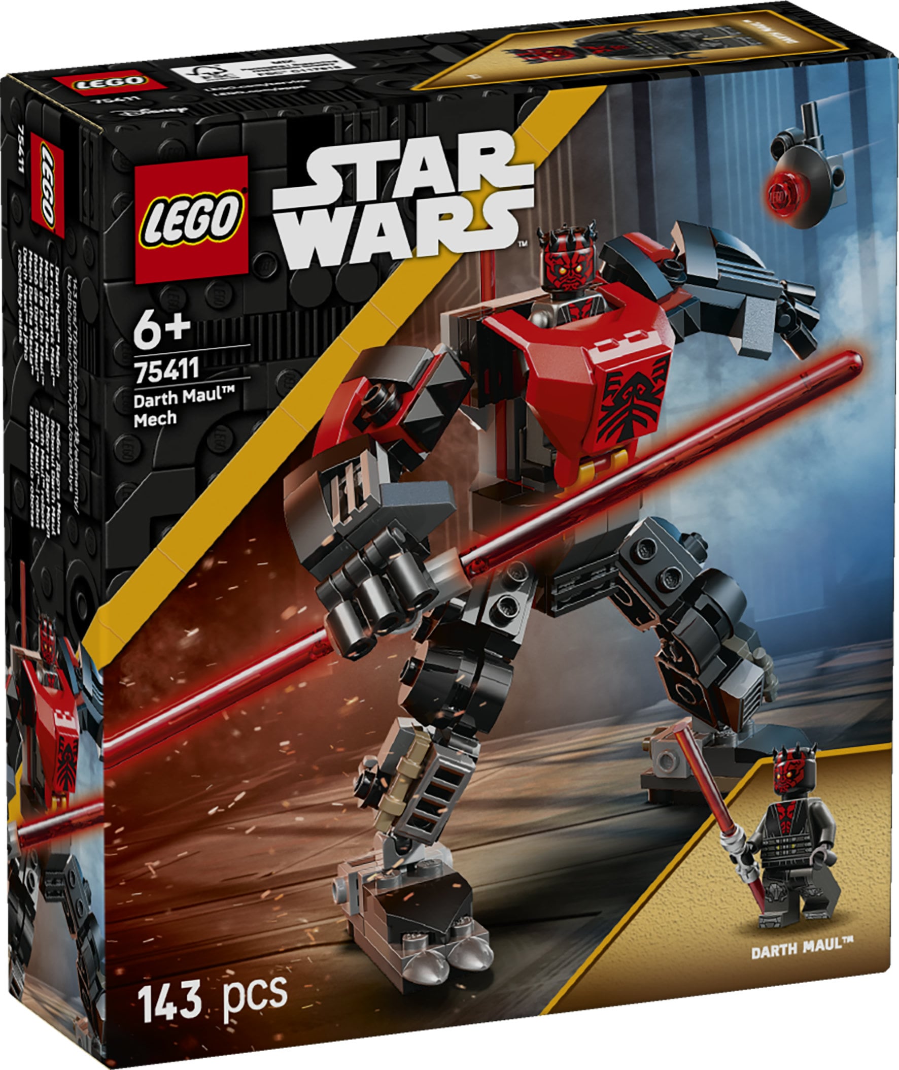 LEGO Star Wars 75411 Mech Darth Maul, Action Figure Giocattolo da Esposizione con Spada Laser e Minifigure, Idea Regalo 6+ Anni