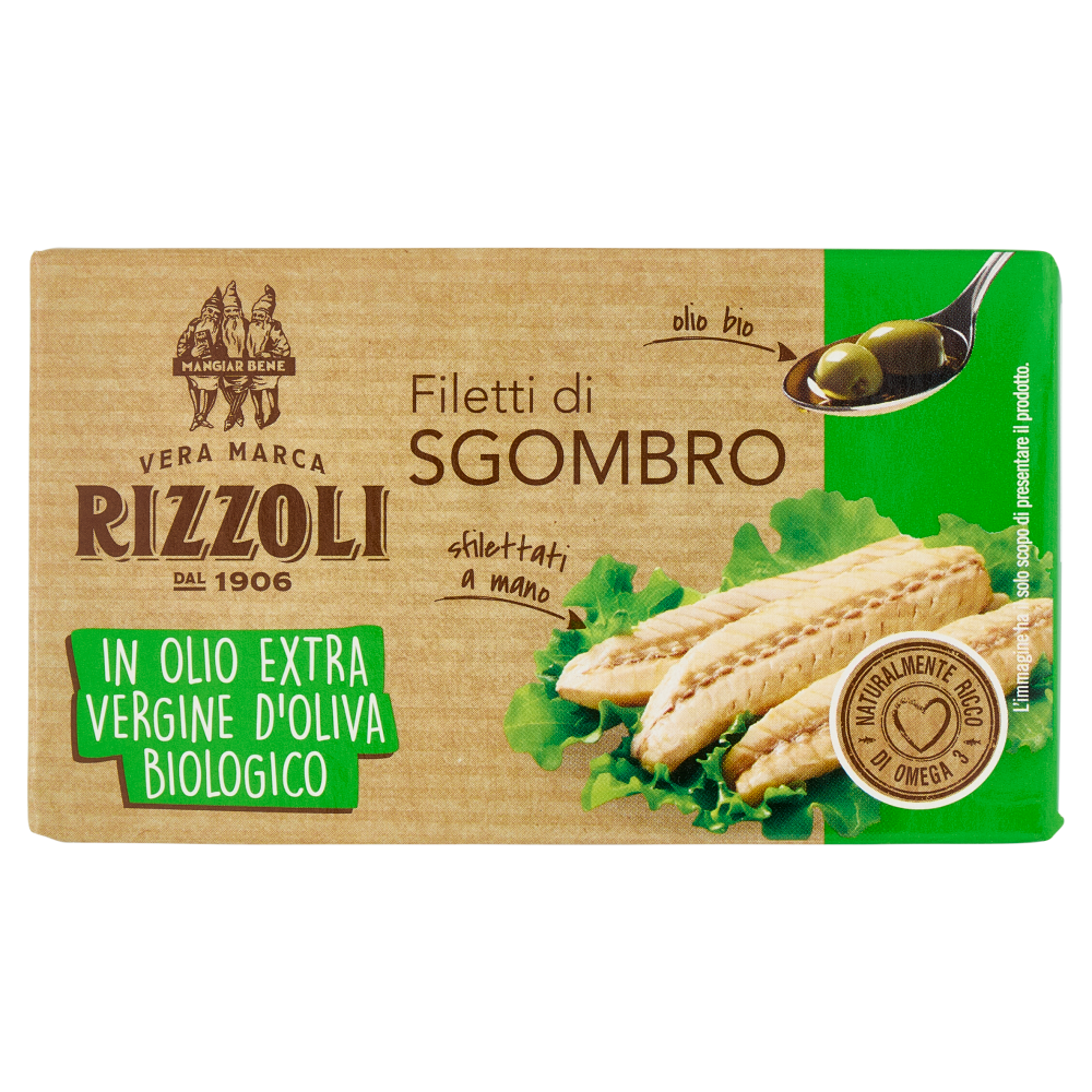 Rizzoli Filetti di Sgombro in Olio Extra Vergine d'Oliva Biologico 90 g