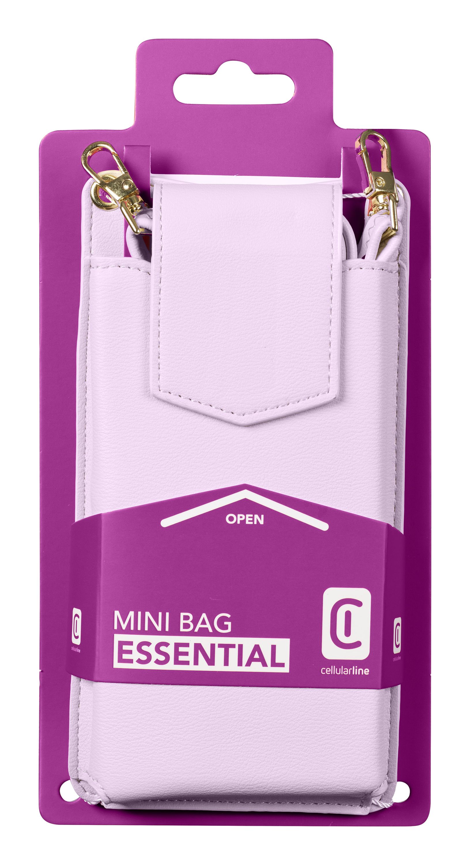 Cellularline Mini Bag - Essential Custodia universale a fondina effetto pelle con tracolla regolabile