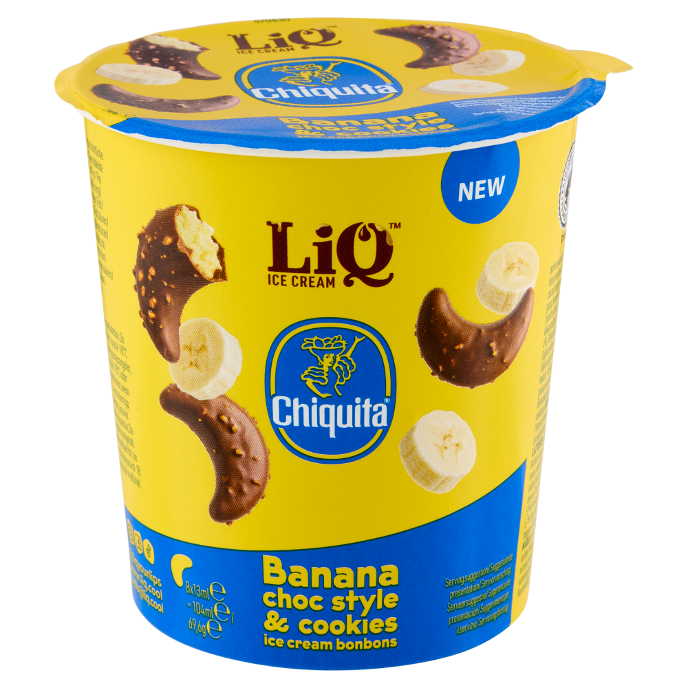 LiQ Chiquita Banana choc style & cookies ice cream bonbons 8 x 13 ml