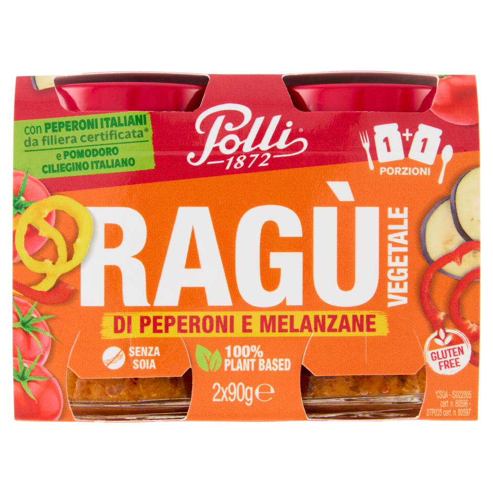Polli Rag&ugrave; Vegetale di Peperoni e Melanzane 2 x 90 g