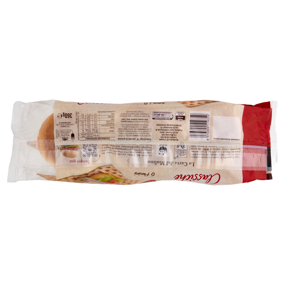 Mulino Bianco Pagnottelle Classiche Pane Ideale per Panini 6 pezzi 360g