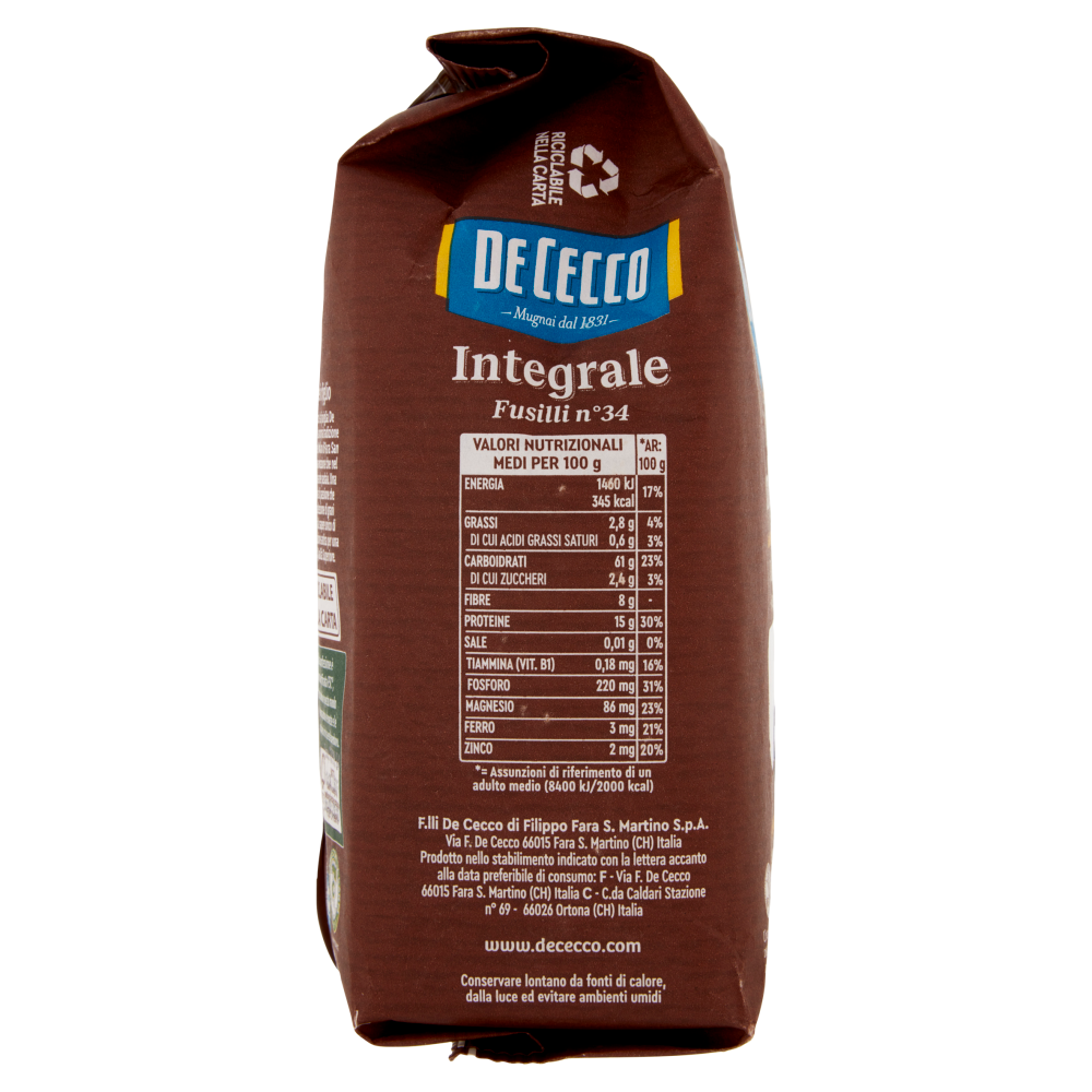 De Cecco Integrale Fusilli n° 34 500 g