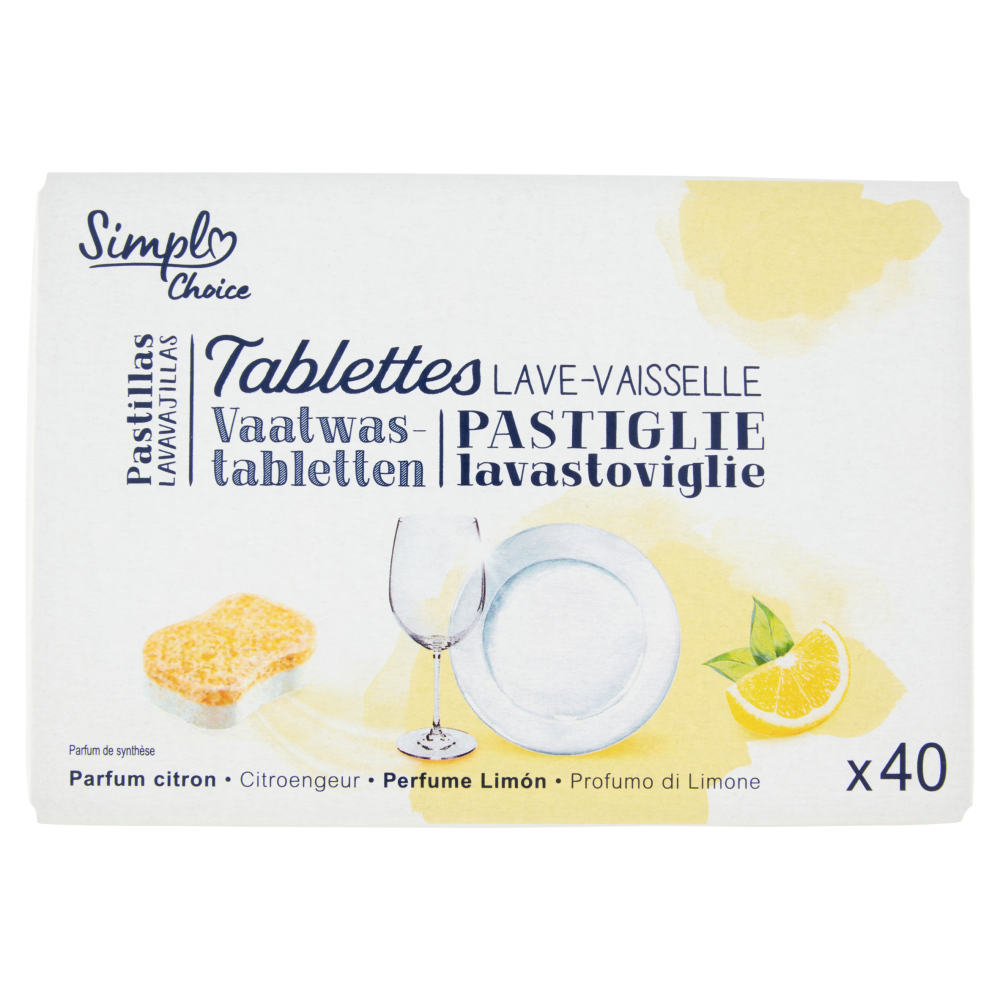 Simpl Choice Pastiglie lavastoviglie Profumo di Limone 40 x 10 g