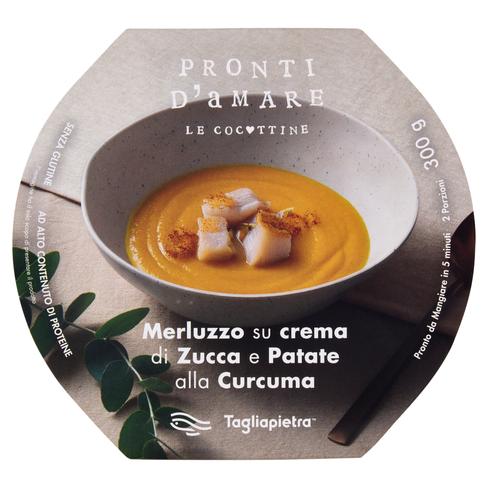 Tagliapietra Pronti d'Amare le Cocottine Merluzzo su crema di Zucca e Patate alla Curcuma 300 g