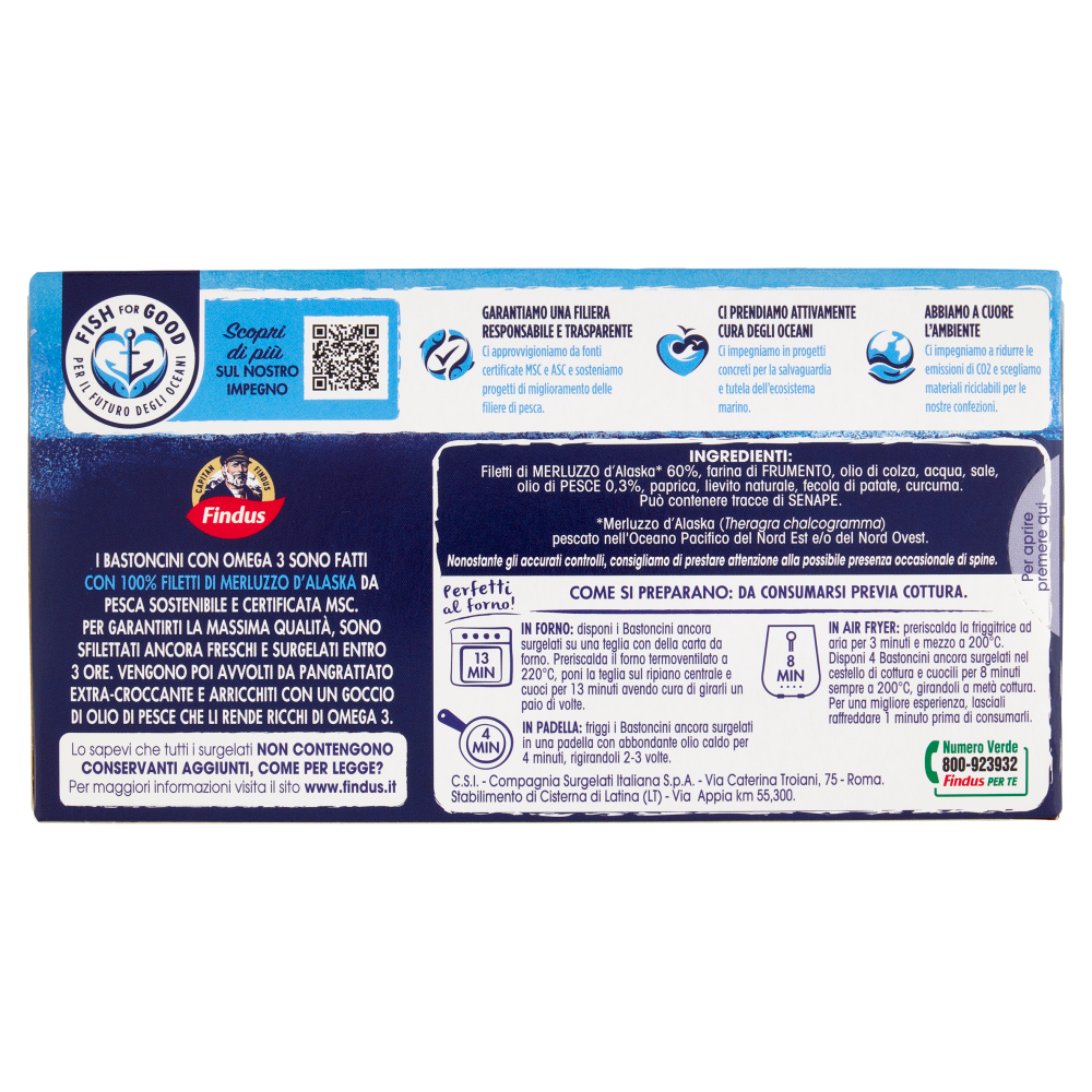 Capitan Findus 10 Bastoncini con 100% Filetti di Merluzzo con Omega 3 250 g