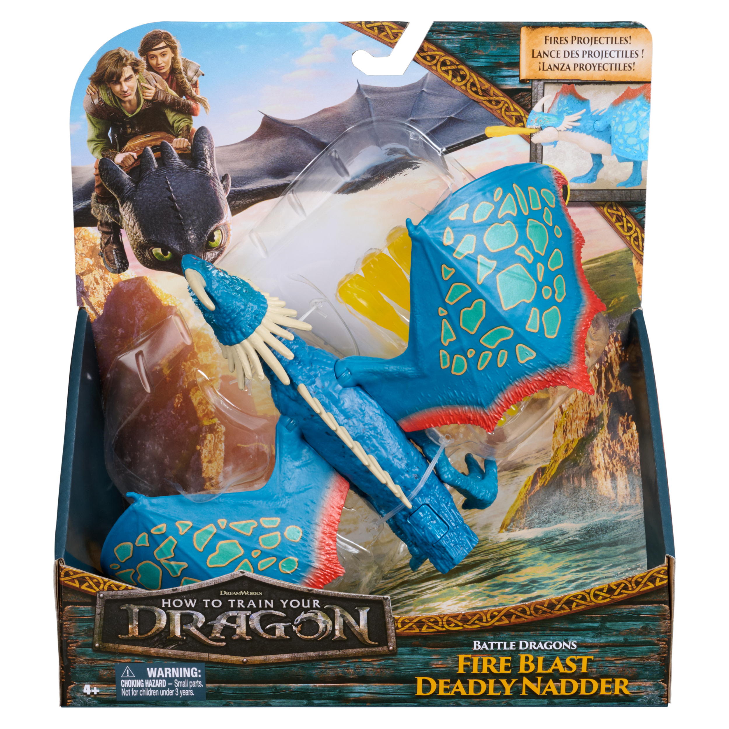 How to train your dragon DreamWorks Dragons, , Draghi da battaglia, Uncinato Mortale Sputafuoco, action figure da 25 cm, giocattoli per bambini e bambine dai 4 anni in su