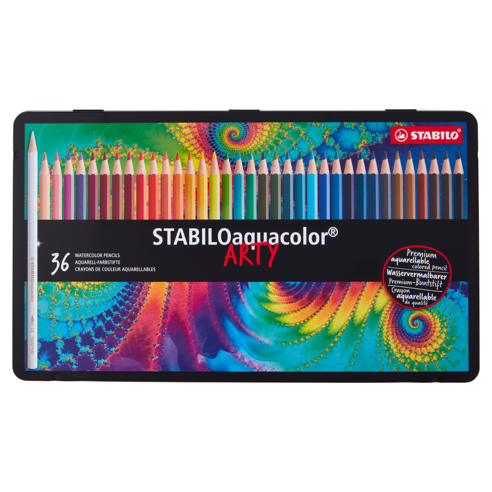 STABILOaquacolor matite colorate acquarellabili - scatola in metallo ARTY da 36 pz.