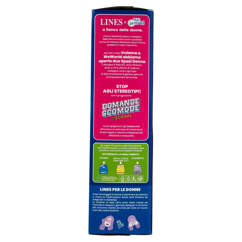 Lines Seta ultra Assorbenti lunghi con ali 66 pz + Assorbenti notte con ali 20 pz