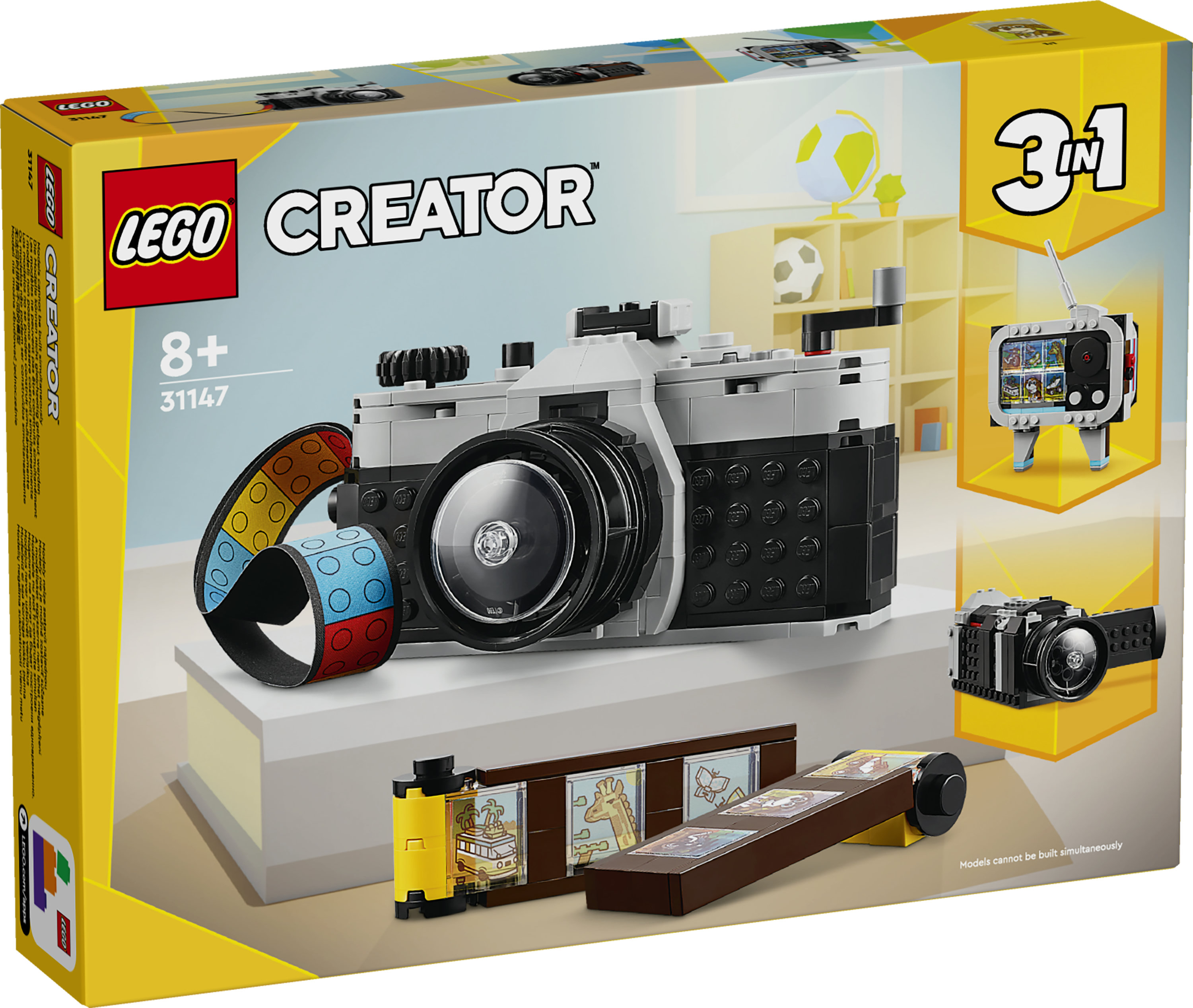 LEGO Creator 31147 3in1 Fotocamera Retro, Giochi per Bambini 8+ Anni, Macchina Fotografica Trasformabile in Videcamera o TV