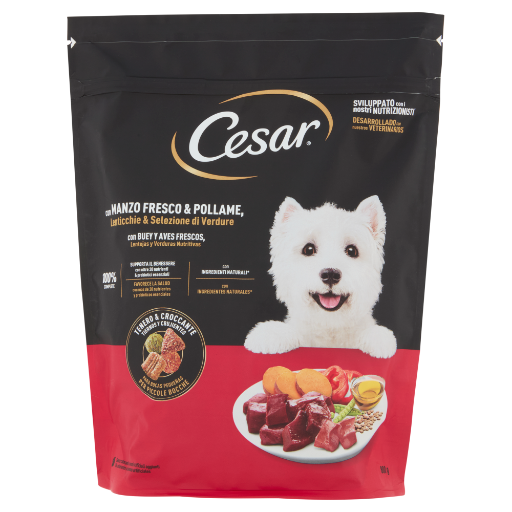 Cesar Cibo Secco Cani Manzo Pollame Verdure 800 g