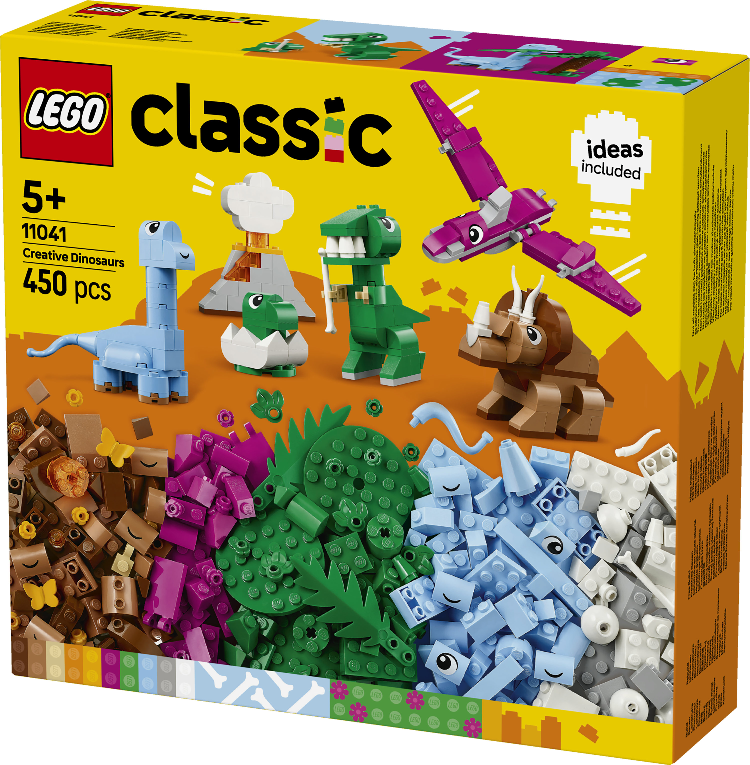 LEGO Classic 11041 Dinosauri Creativi, Giochi Bambini 5+, Colorati Animali Giocattolo da Costruire come T. Rex e Triceratopo