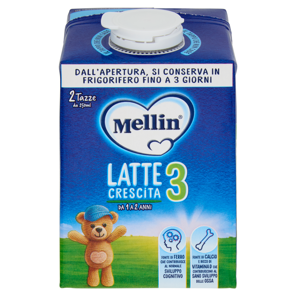 MELLIN 3 - Latte di Crescita Liquido, dal 12° mese compiuto al 24°, Fonte di Ferro, 500ml