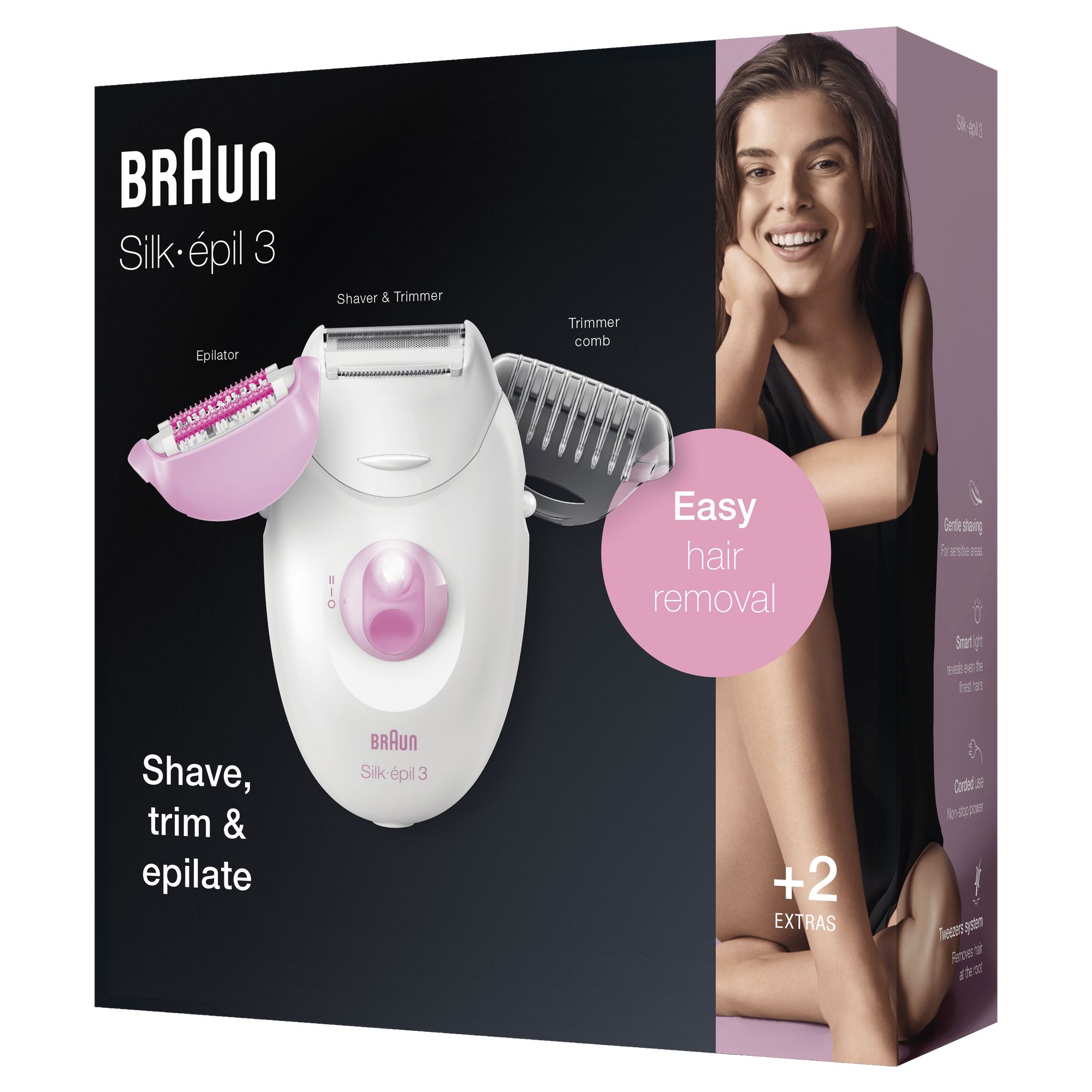 Braun Silk-&eacute;pil 3 Silk-?pil 3-270, Epilatore Donna Per La Rimozione Duratura Dei Peli - Bianco/Rosa