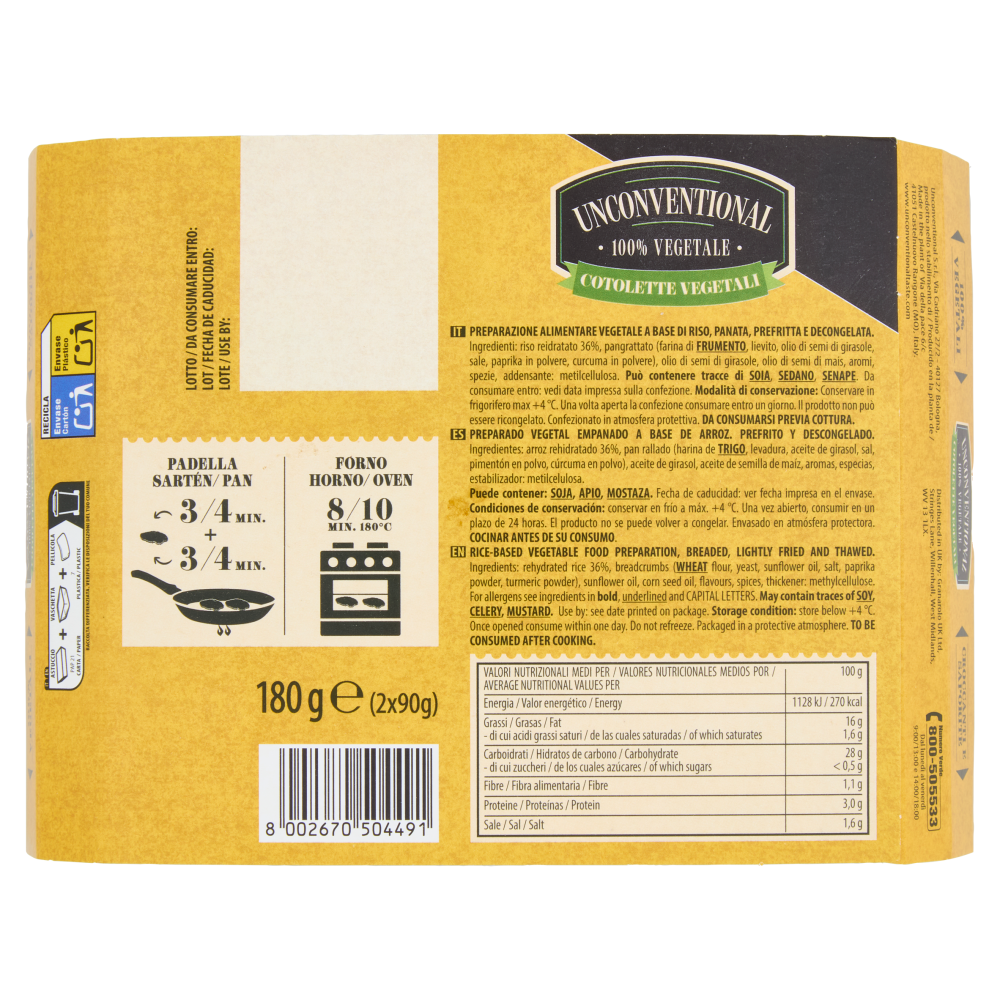 Unconventional Cotolette Vegetali 2 x 90 g