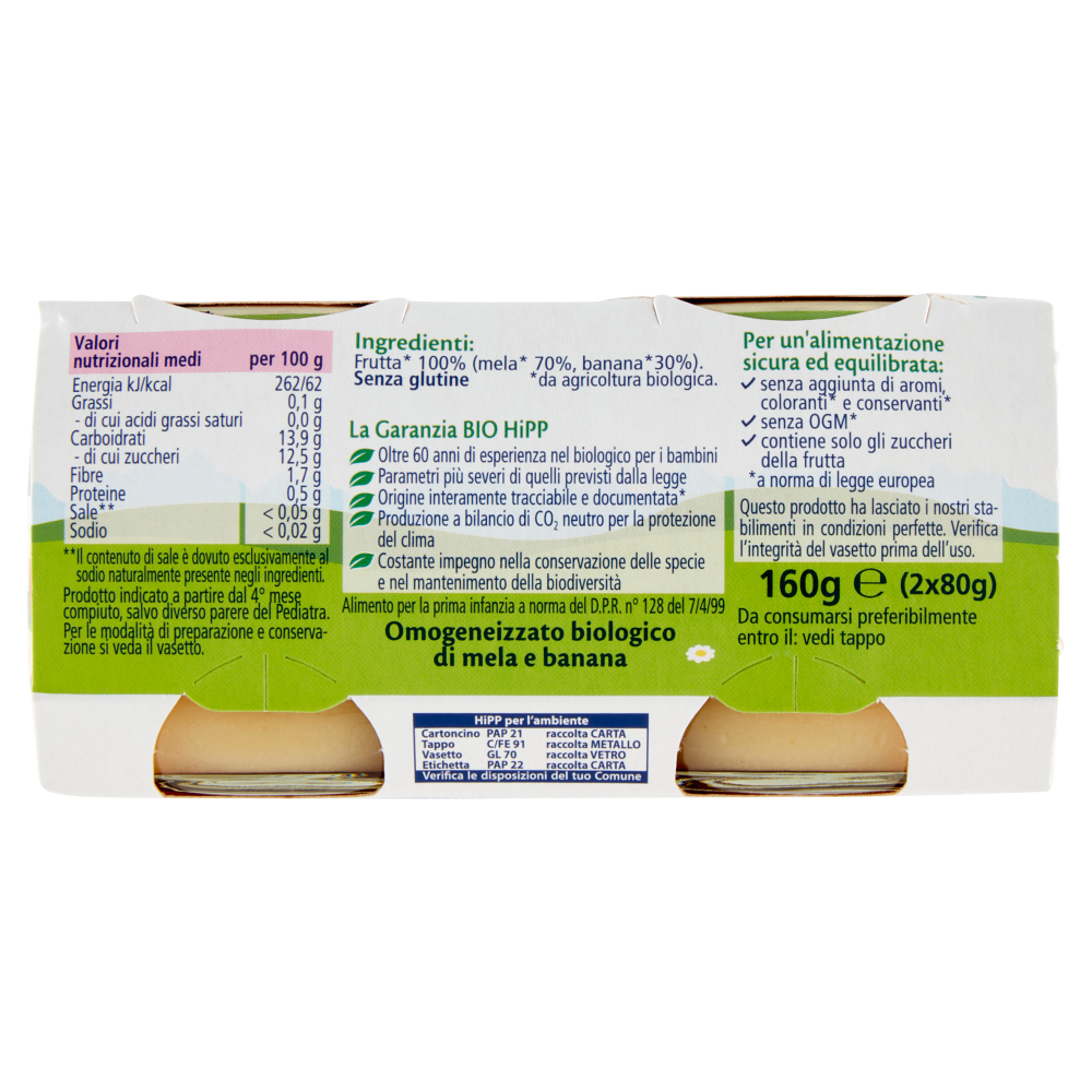 HiPP Biologico Mela e banana Omogeneizzato 2 x 80 g