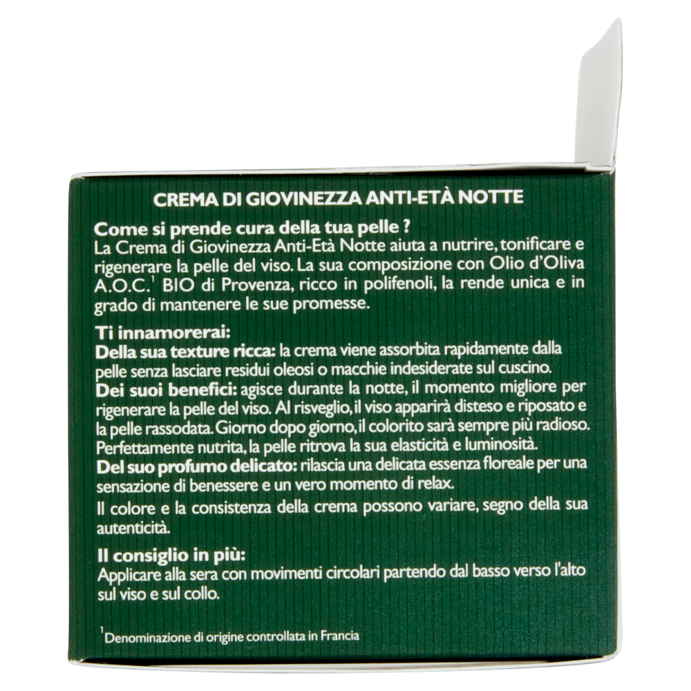 Tesori di Provenza Crema Viso Anti-età Notte, con Olio d'Oliva Bio, Ricco in Polifenoli, 50 ml