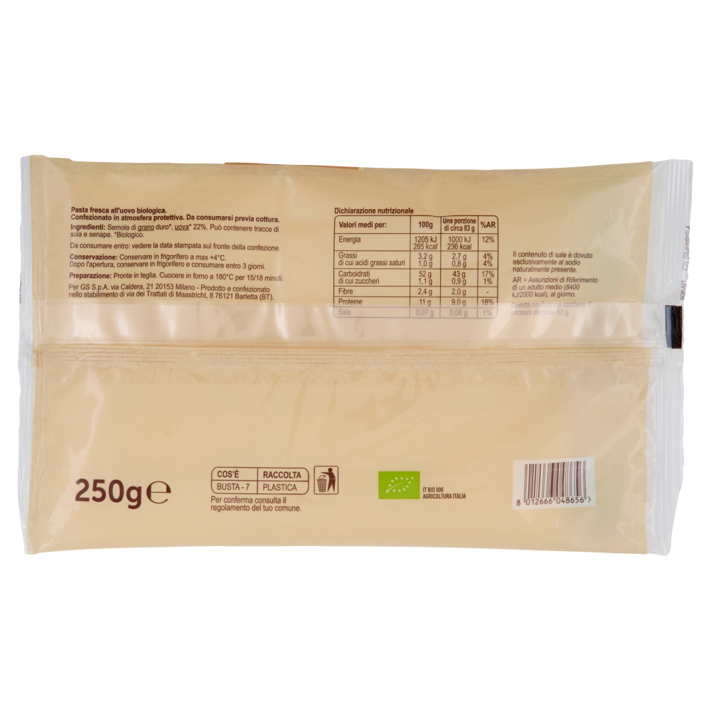 Carrefour Bio Lasagna biologica Sfoglia sottile 2580 g
