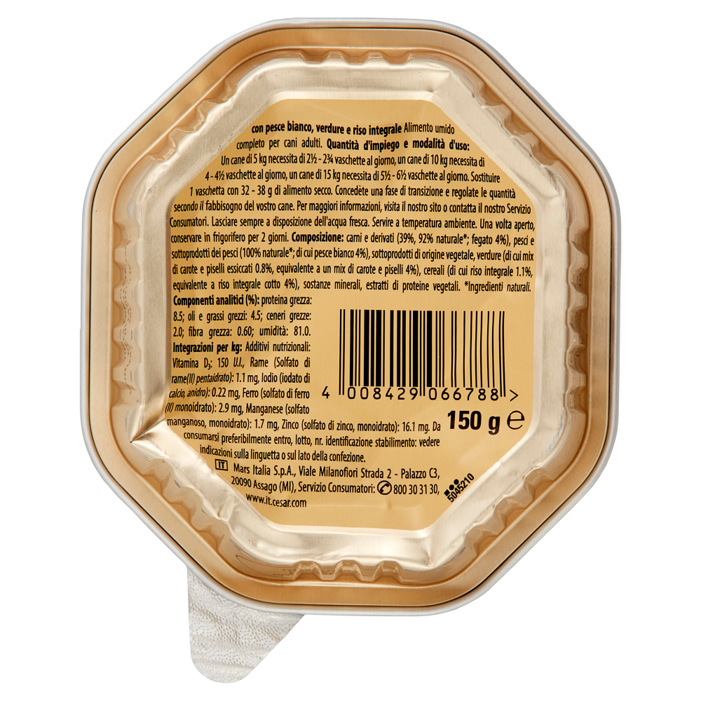 Cesar scelta dello chef con Pesce Bianco, Verdure e Riso Integrale 150 g