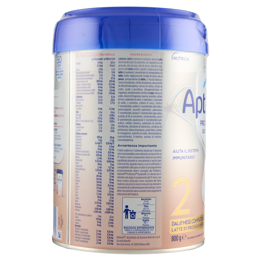 APTAMIL PROFUTURA2, Latte di Proseguimento in Polvere dal 6° mese compiuto, con Vitamine C&D, 800g