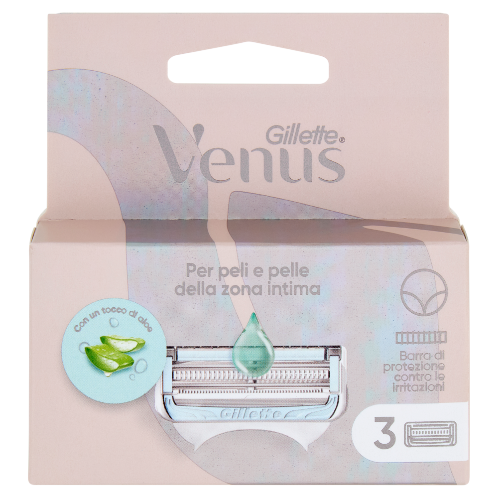 Gillette Venus per peli e pelle della zona intima Lamette di ricambio per Rasoi Donna 3 Ricariche