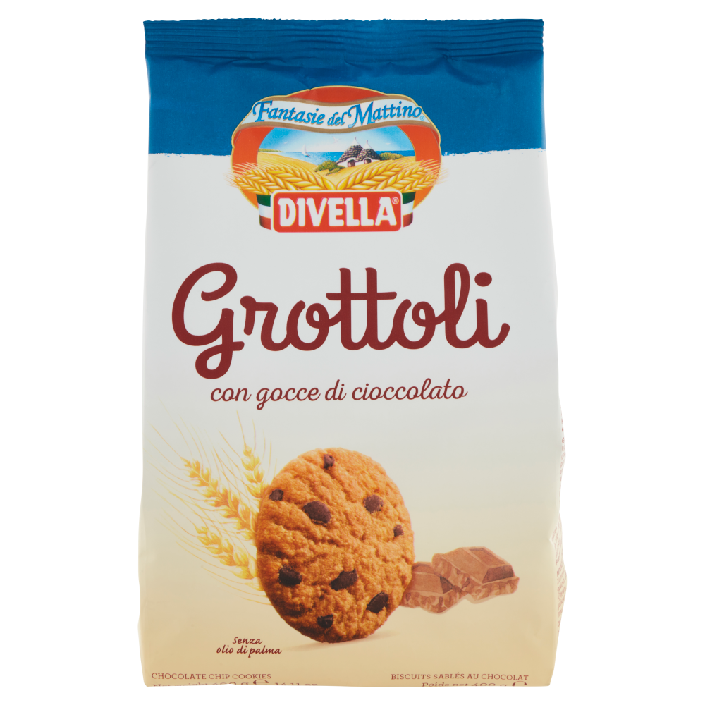 Divella Fantasie del Mattino Grottoli con gocce di cioccolato 400 g