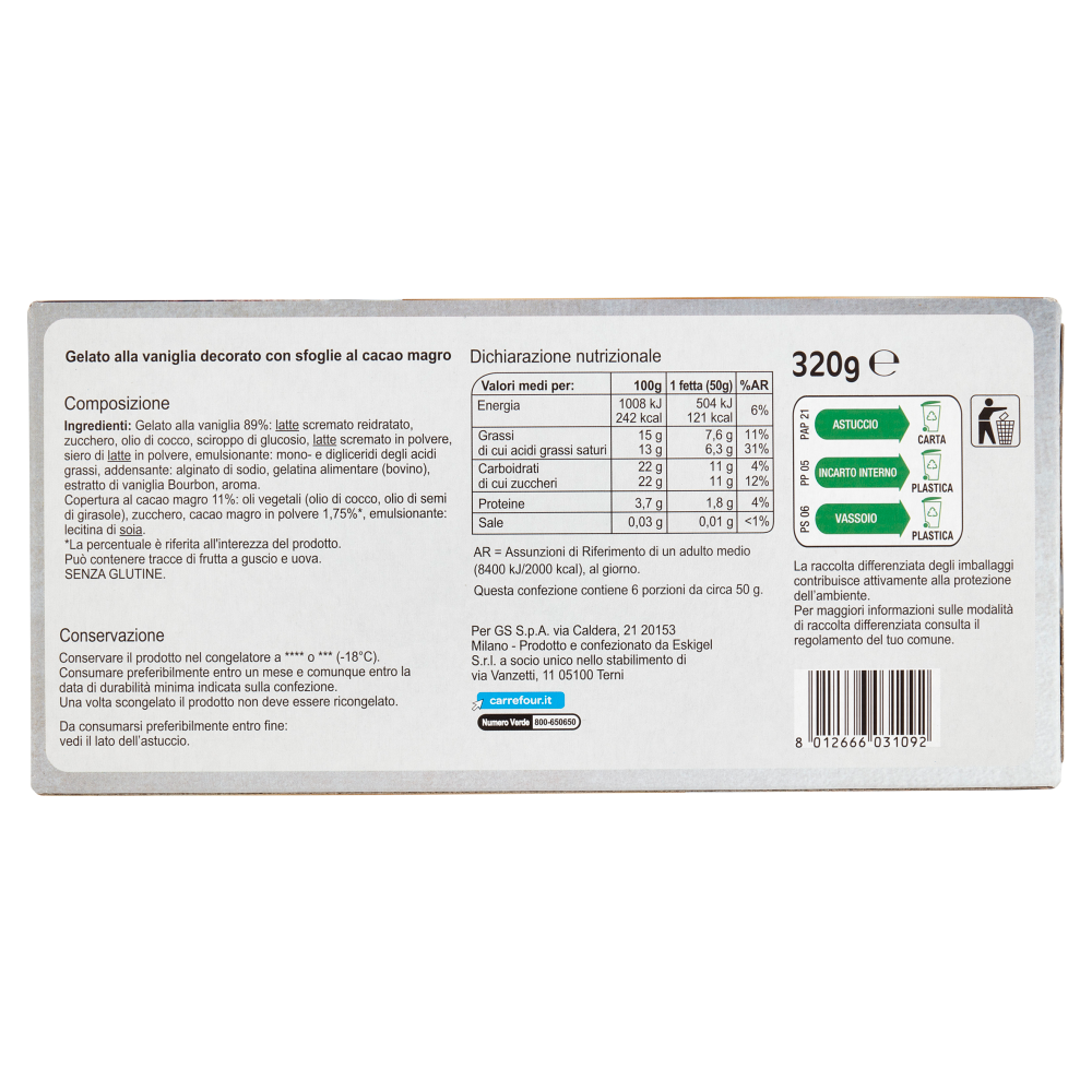 Carrefour Sensation Dessert Vaniglia e Cacao 320 g