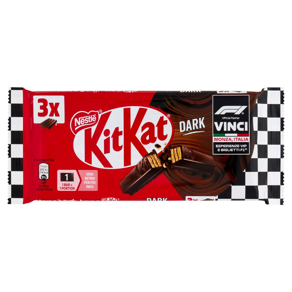 KITKAT Dark Wafer ricoperto di Cioccolato Fondente 3 Snack da 41,5g