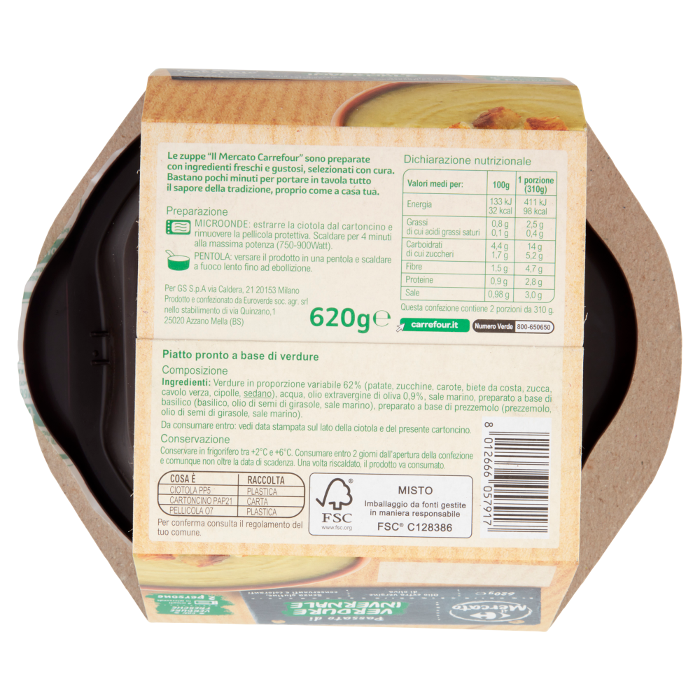 Carrefour il Mercato Passato di Verdure Invernale 620 g