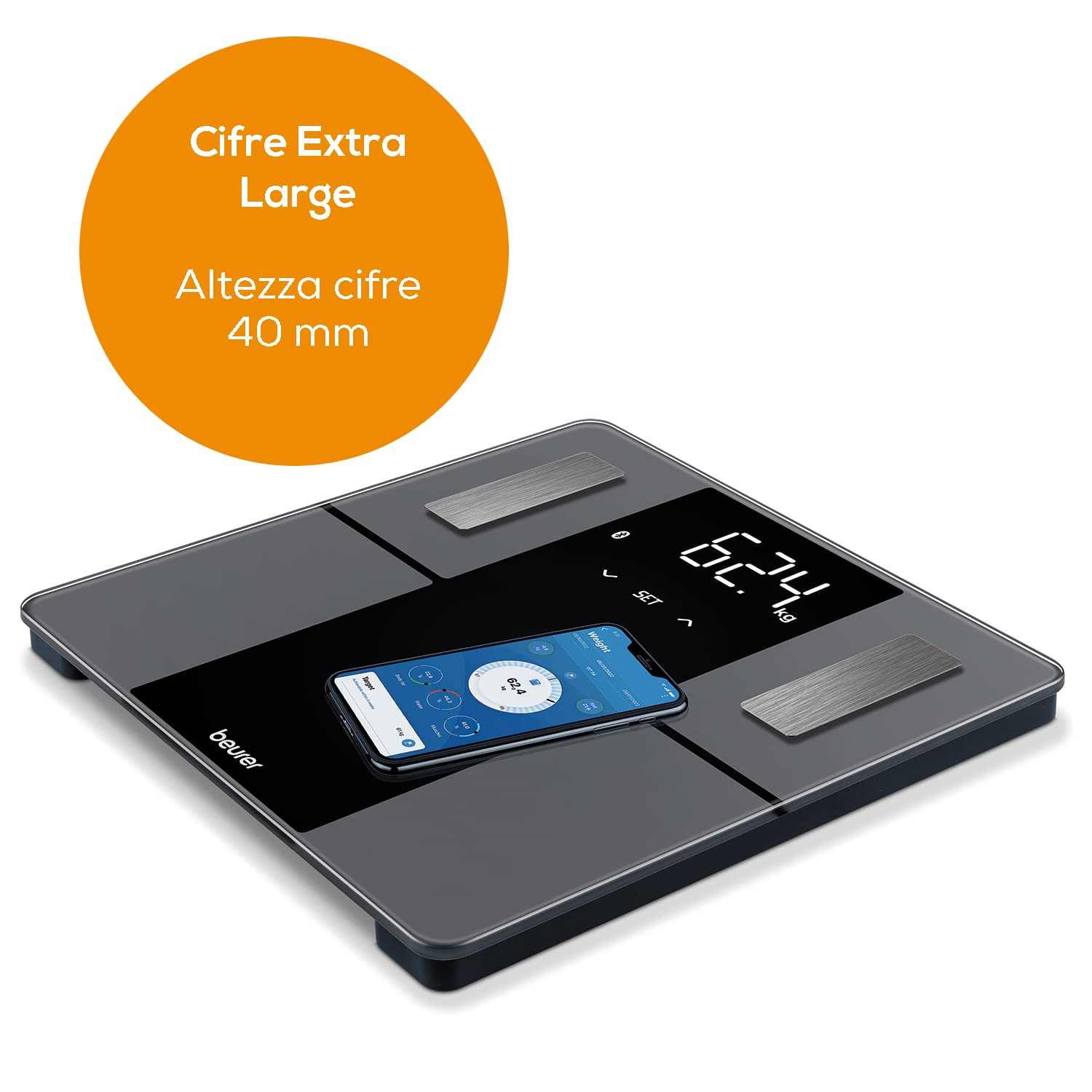 Beurer BF 500 BT Super Black Edition Bilancia Diagnostica Elegante con Funzione Bluetooth