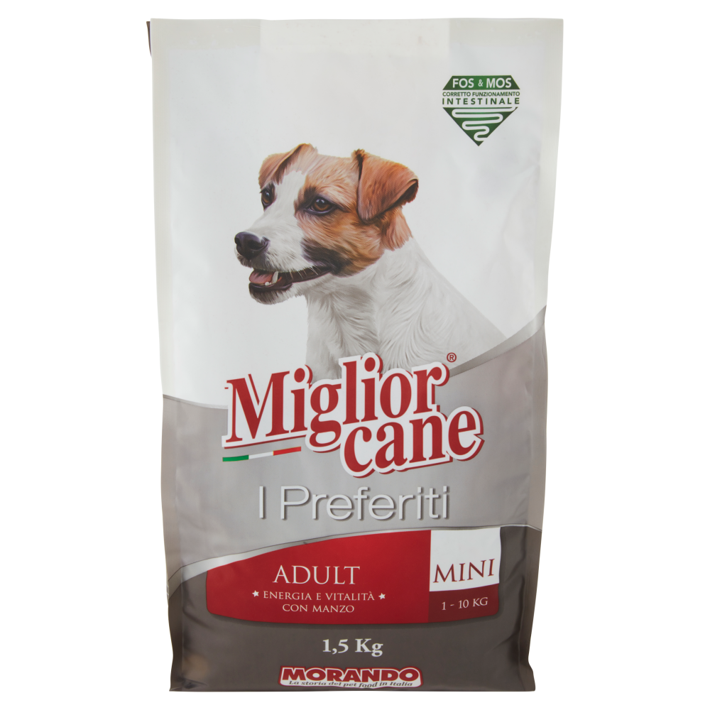 Migliorcane I Preferiti Adult Mini 1-10 Kg Energia e Vitalità con Manzo 1,5 Kg