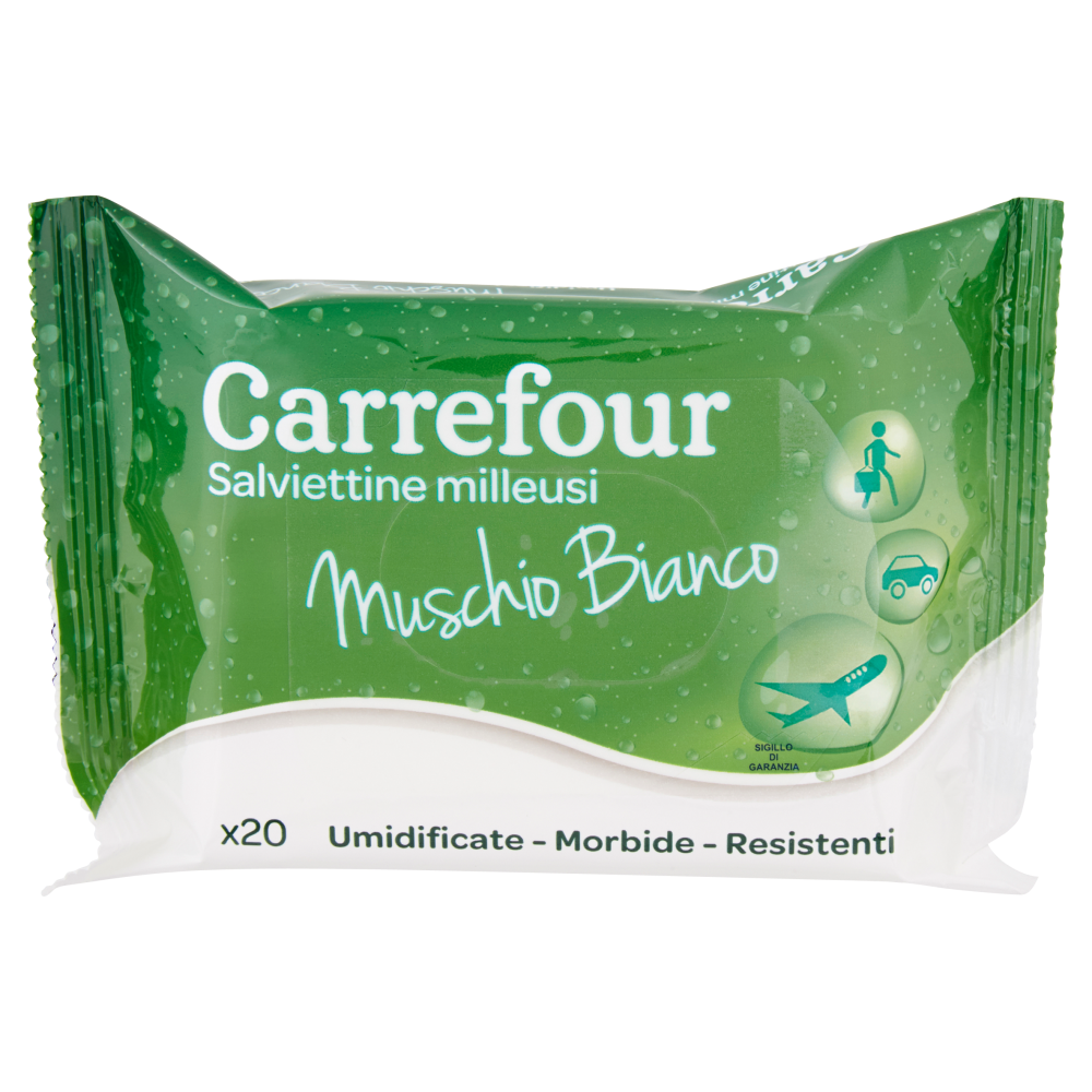 Carrefour Salviettine milleusi Muschio Bianco 20 pz