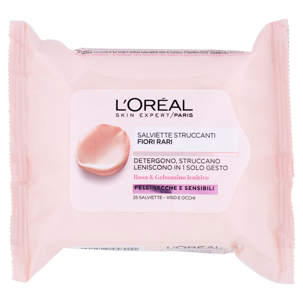 L'Or&eacute;al Paris Fiori Rari - Salviette struccanti viso e occhi per pelli secche e sensibili