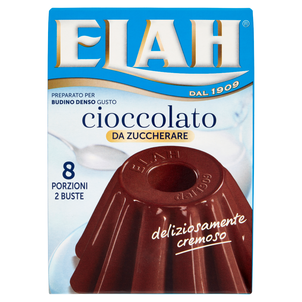 Elah Preparato per Budino Denso Gusto cioccolato da Zuccherare 2 x 49 g