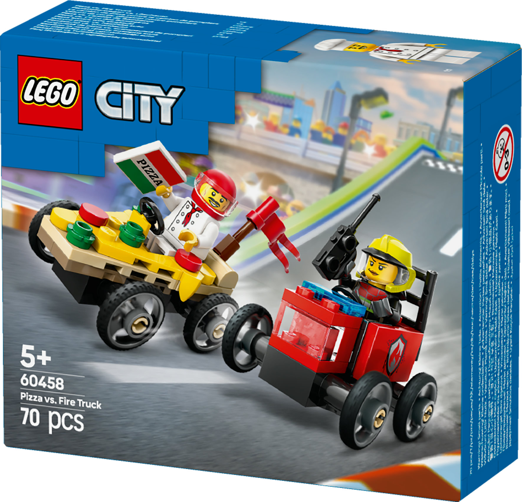 LEGO City Pack veicoli da corsa: pizzaiolo contro pompiere