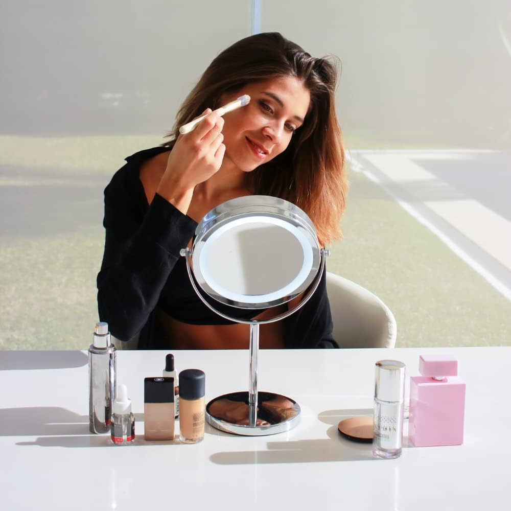 Beurer BS 55 Specchio Cosmetico Illuminato con Doppia Superfice Riflettente, Normale e Ingrandimento 7x