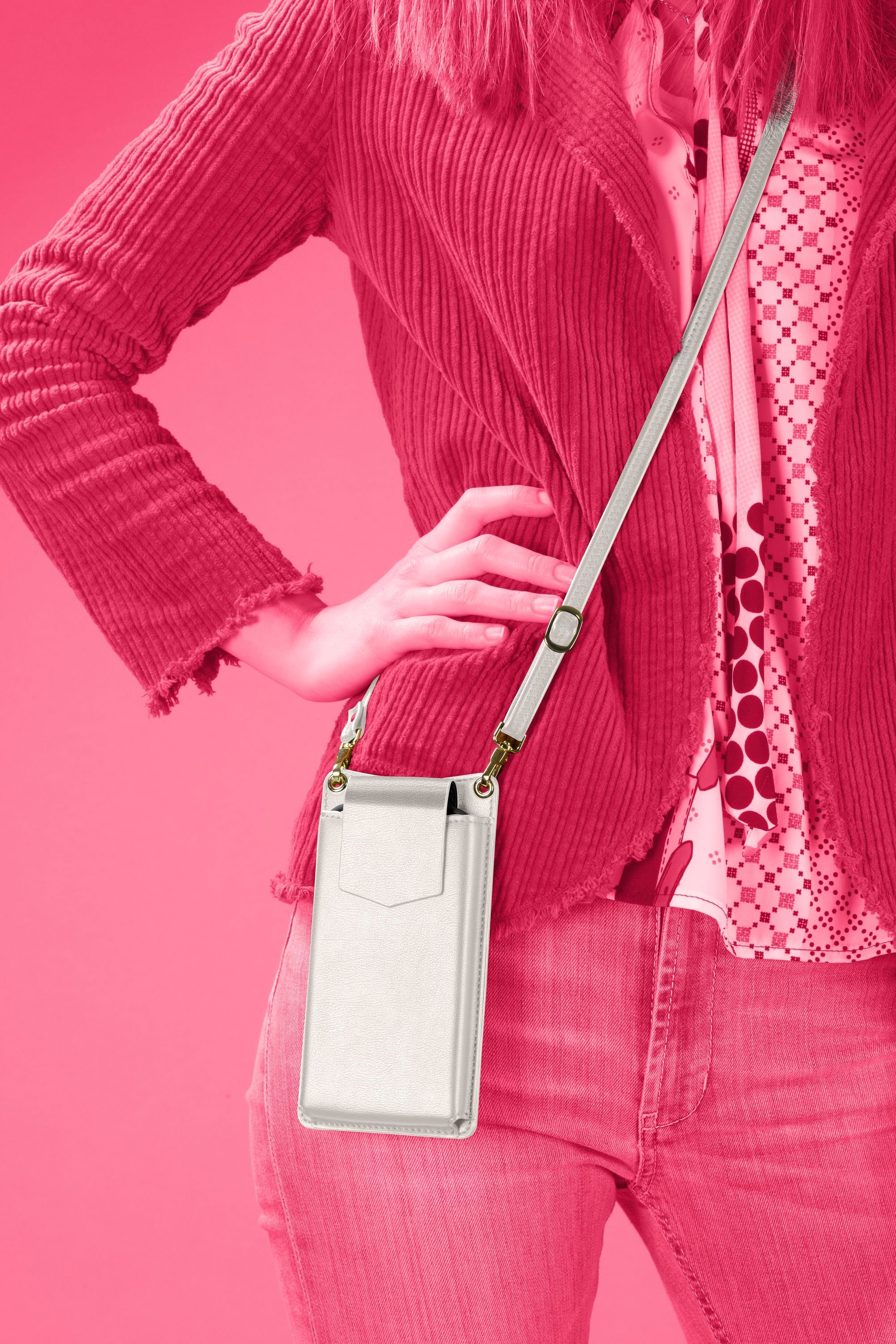 Cellularline Mini Bag - Essential Custodia universale a fondina effetto pelle con tracolla regolabile