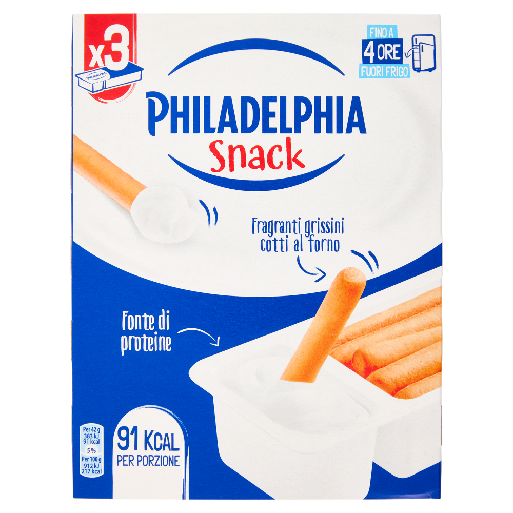 Philadelphia Snack - Cremoso Philadelphia e Fragranti Grissini Cotti al Forno- 3x42g