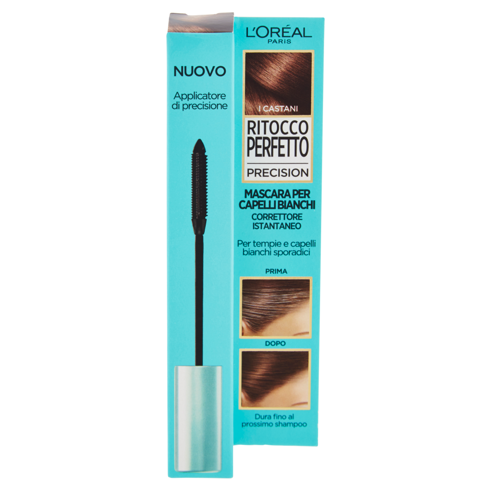 L'Oréal Paris Mascara istantaneo Ritocco Perfetto Precision, Non macchia, 3 Castano