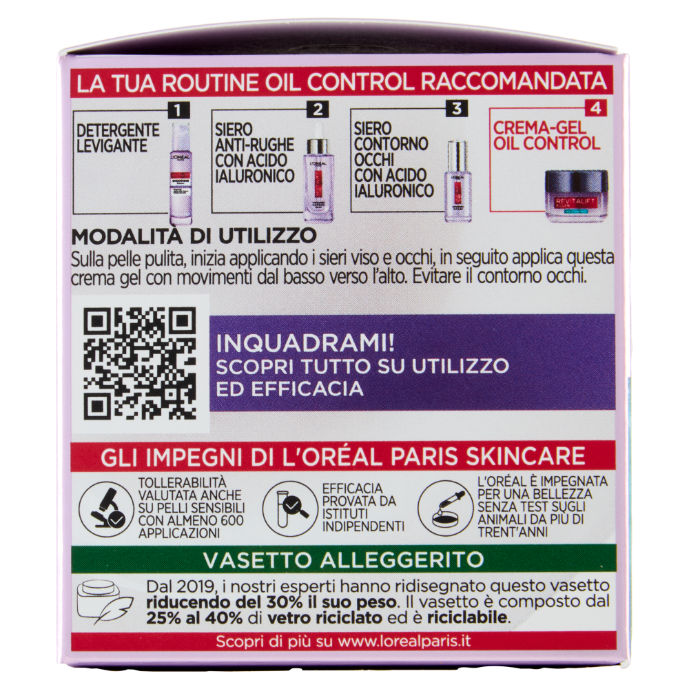 L'Or&eacute;al Paris Revitalift Filler Crema-Gel Acido Ialuronico 8H Oil Control 50 ml