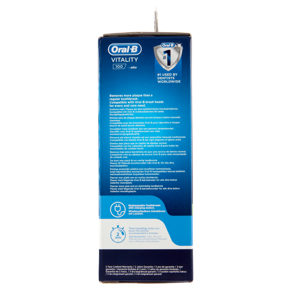 Oral-B Power Spazzolino Elettrico Ricaricabile Vitality 100 Cross Action Bianco
