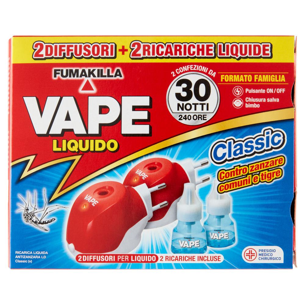 VAPE 2 Elettroemanatori Liquido Classic + 2 Ricariche da 15 ml