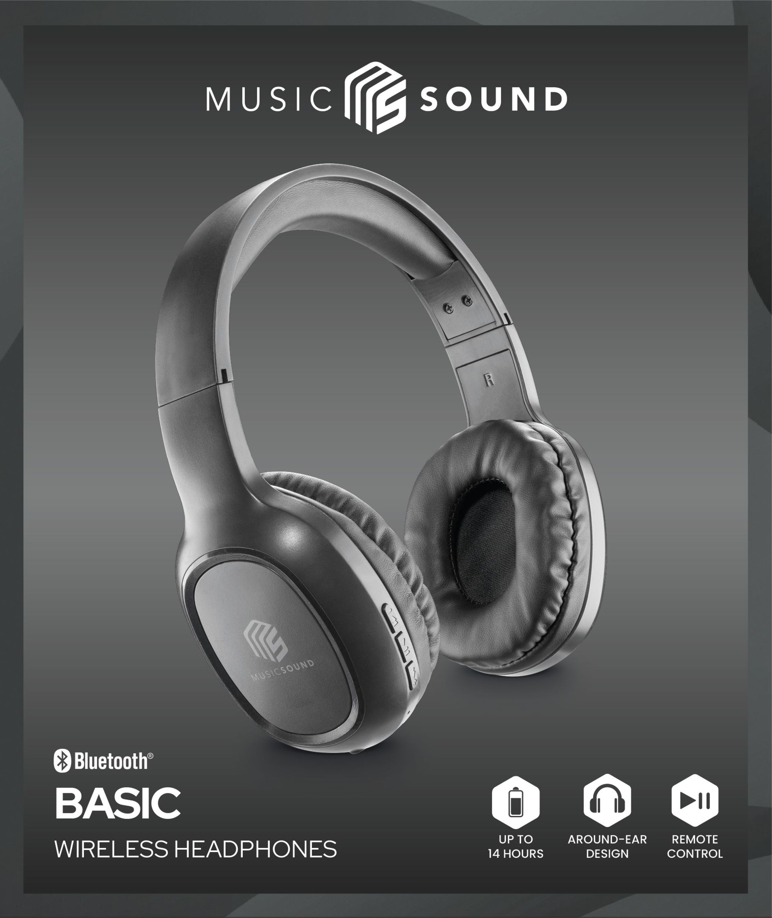 Music Sound Basic Cuffia on-ear Bluetooth dotata di remote control e microfono