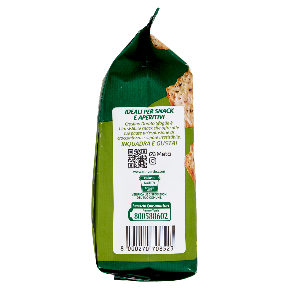 Delverde Crostino dorato Sfoglie con Semi di Papavero, Sesamo e Lino 180 g