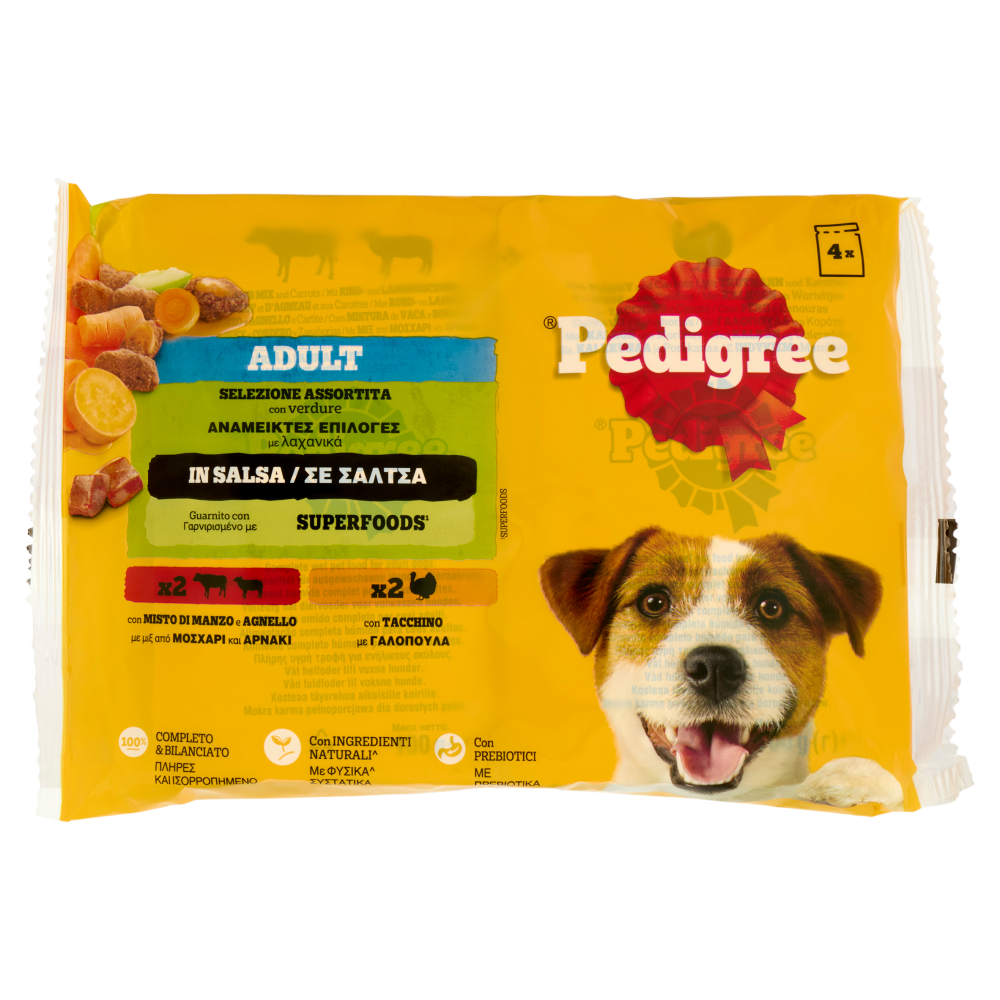Pedigree Adult Manzo Agnello/Tacchino Salsa cibo umido cane 4x100g