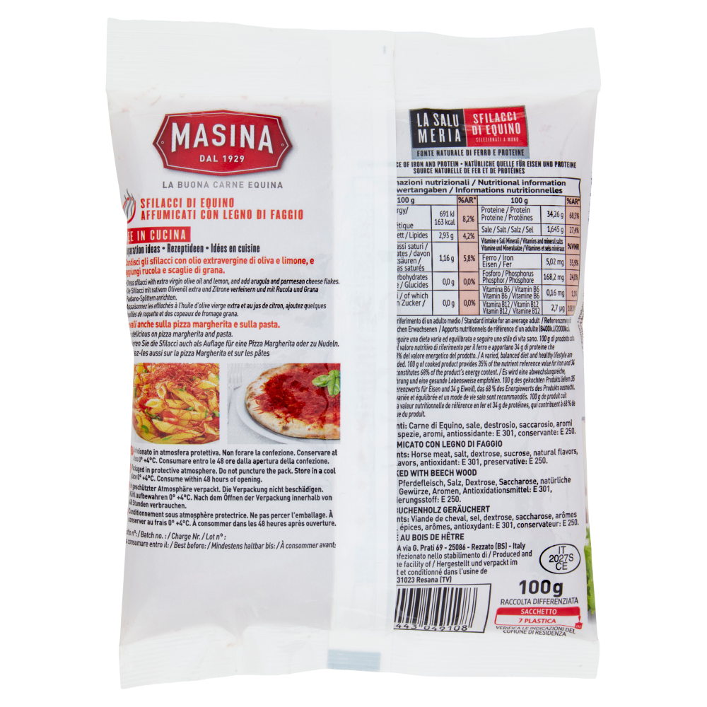 Masina La Salumeria Sfilacci di Equino Affumicati con Legno di Faggio 100 g