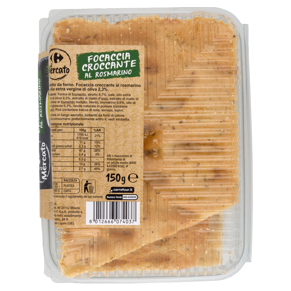 Carrefour il Mercato Focaccia Croccante al Rosmarino 150 g