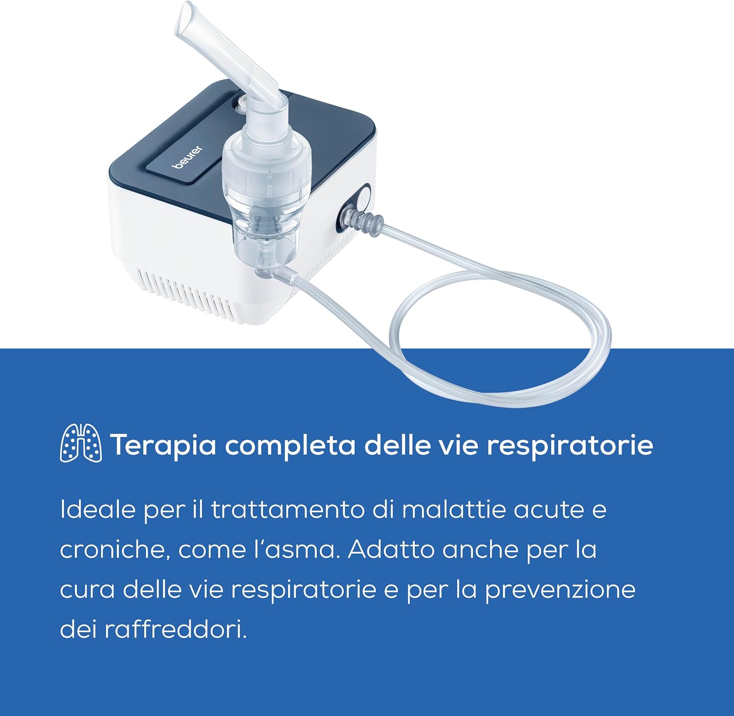 Beurer IH 16 Aerosol con tecnologia ad aria compressa mediante compressore, design compatto, per il trattamento delle vie respiratorie, adatto per adulti e bambini, facile da pulire