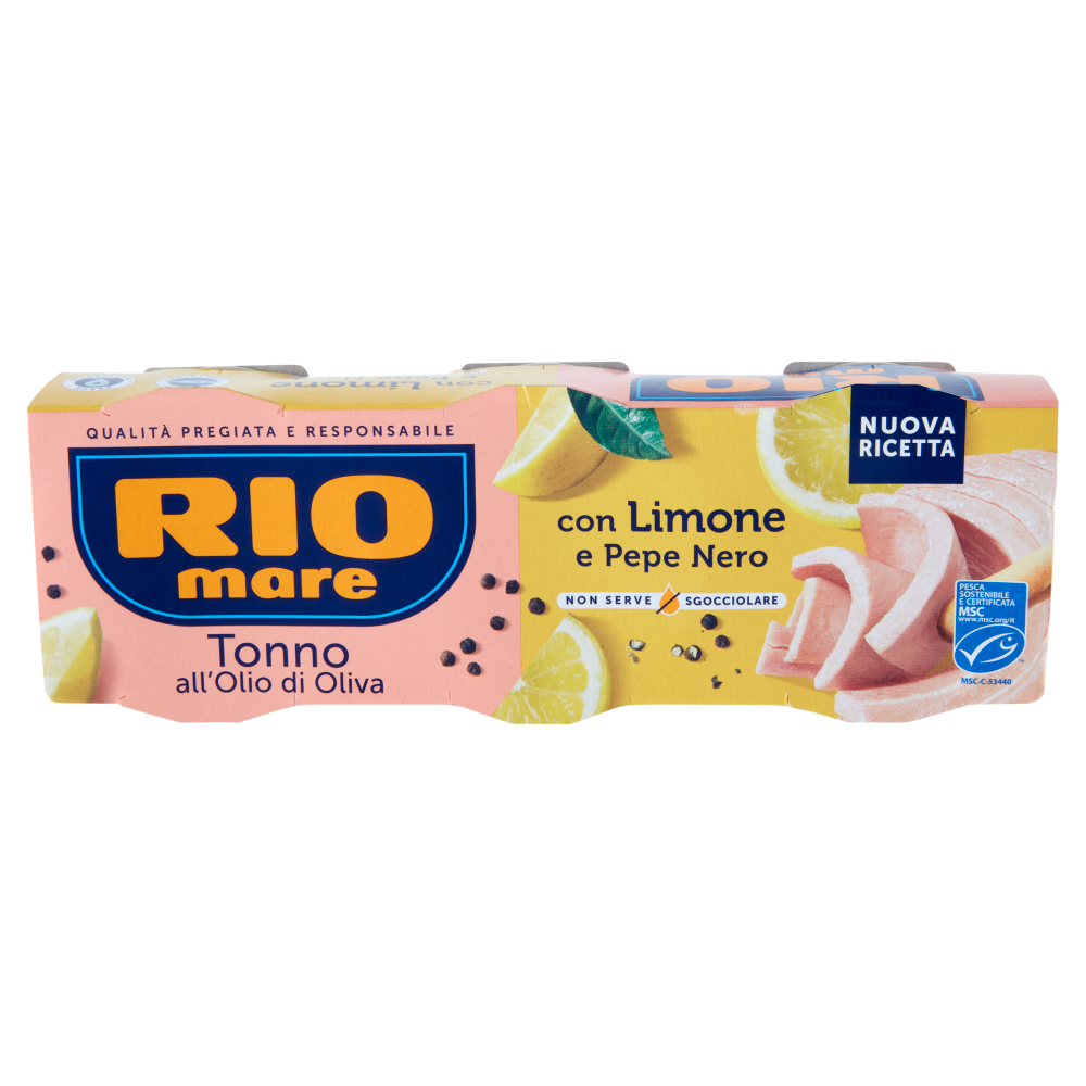 Rio mare Tonno all'Olio di Oliva con Limone e Pepe Nero 3 x 65 g