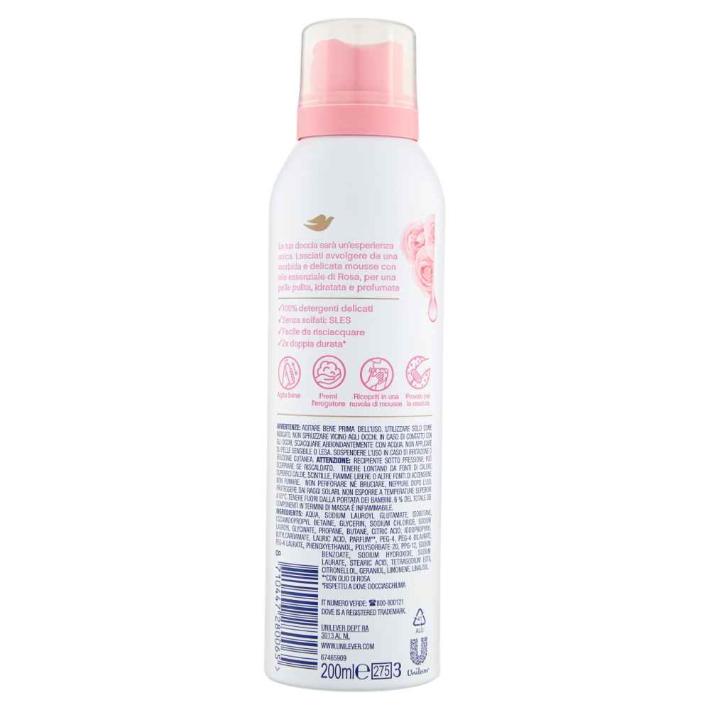 Dove mousse doccia con olio di rosa 200 ml
